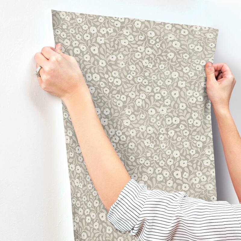 Chesapeake Poppy Trail Grey Floral Wallpaper
