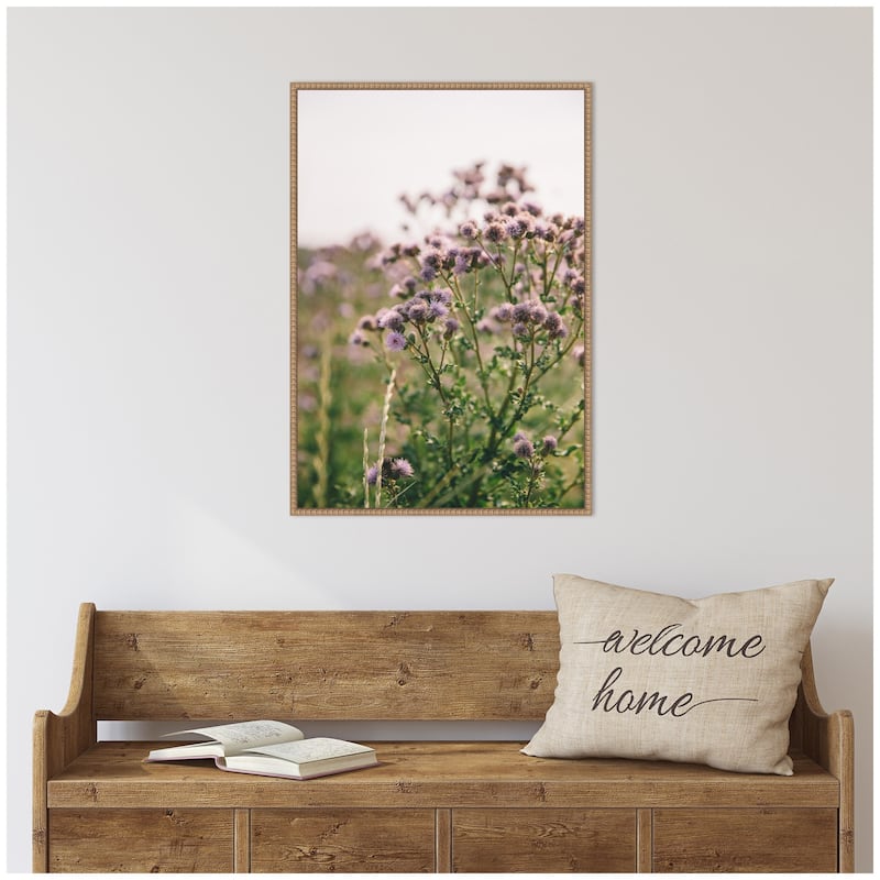 Kate and Laurel Sylvie Soft Purple Flower Blooms Framed Canvas by Patricia Hasz of Patricia Rae Photography