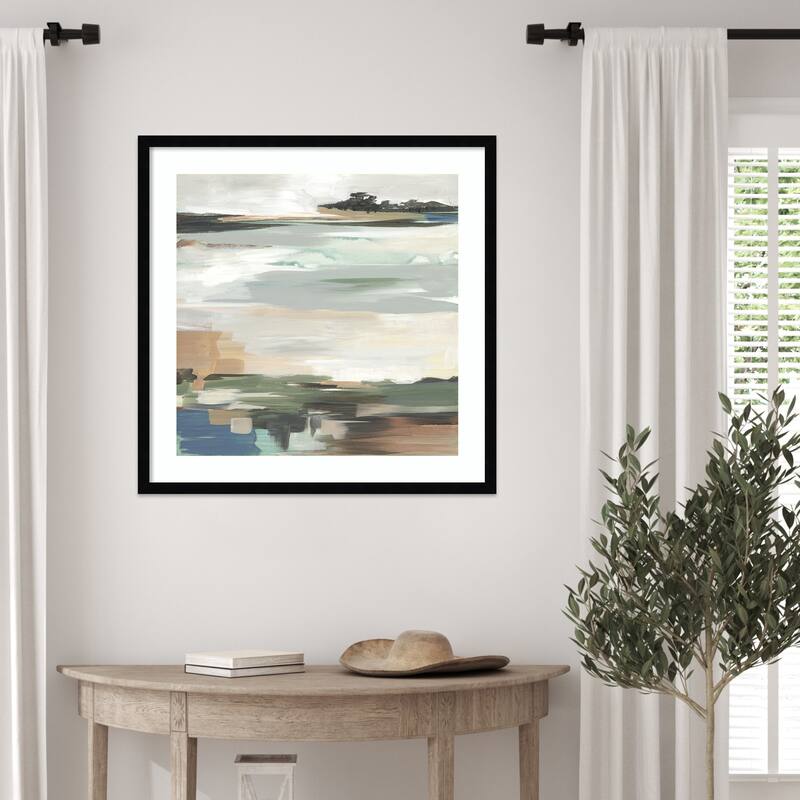 Tranquil Shoreline Reflections No. 1 by Lera Wood Framed Wall Art Print