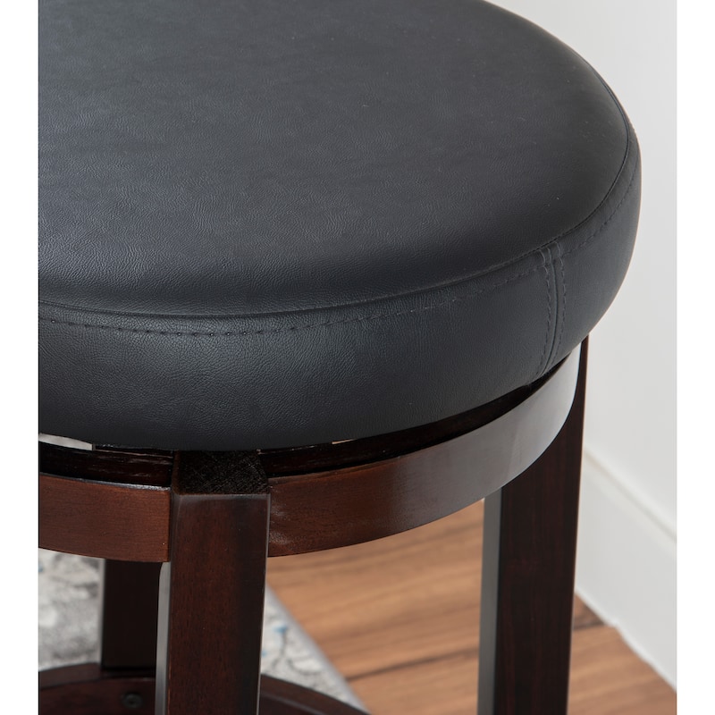 Dorothy Black Faux Leather Backless Swivel Bar Stool