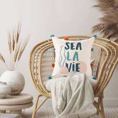 Sevita Multi Coastal Sea La Vie Polyester Throw Pillow, 20" x 20"