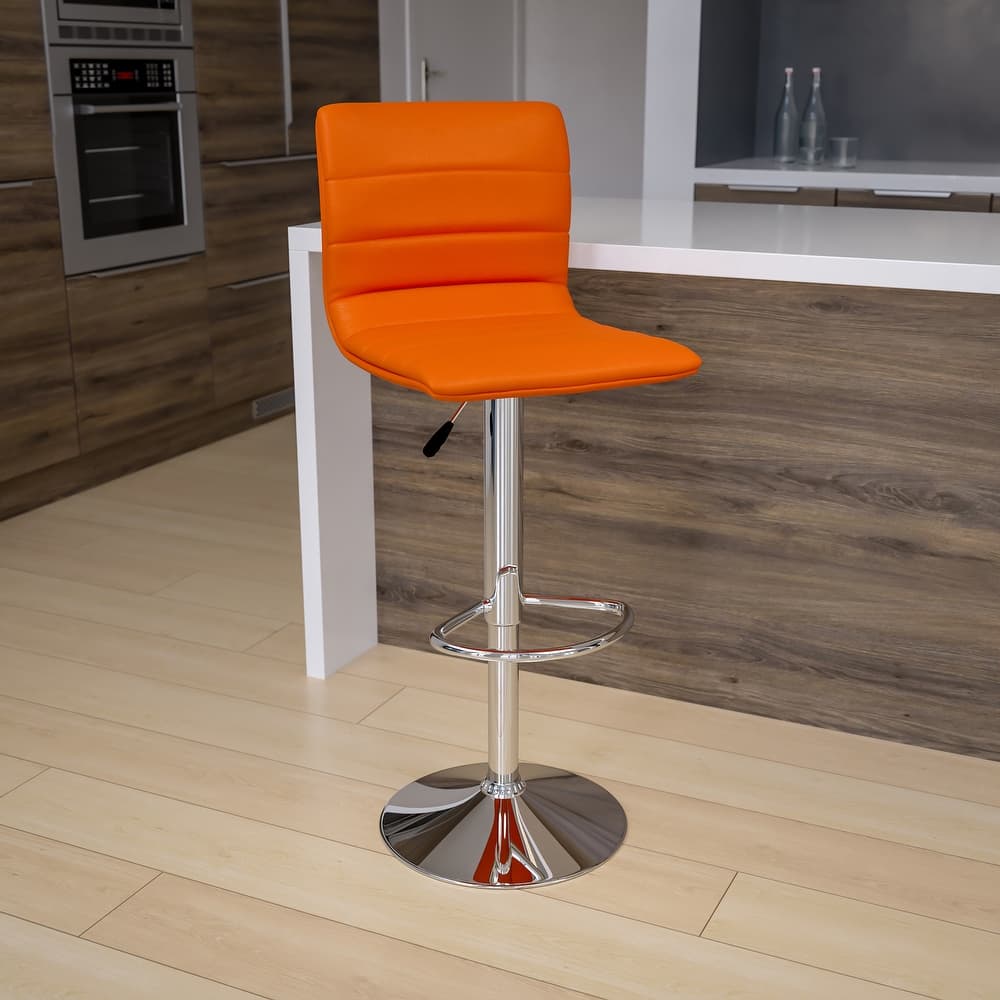 Modern Vinyl Stitch Back Adjustable Height Barstool - 16"W x 19"D x 35" - 44"H