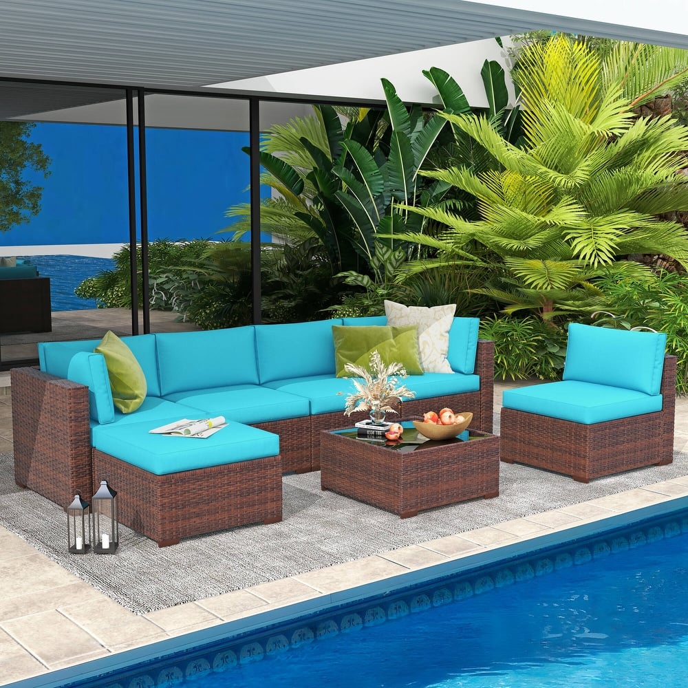 7-piece Wicker Sectional Sofa Set