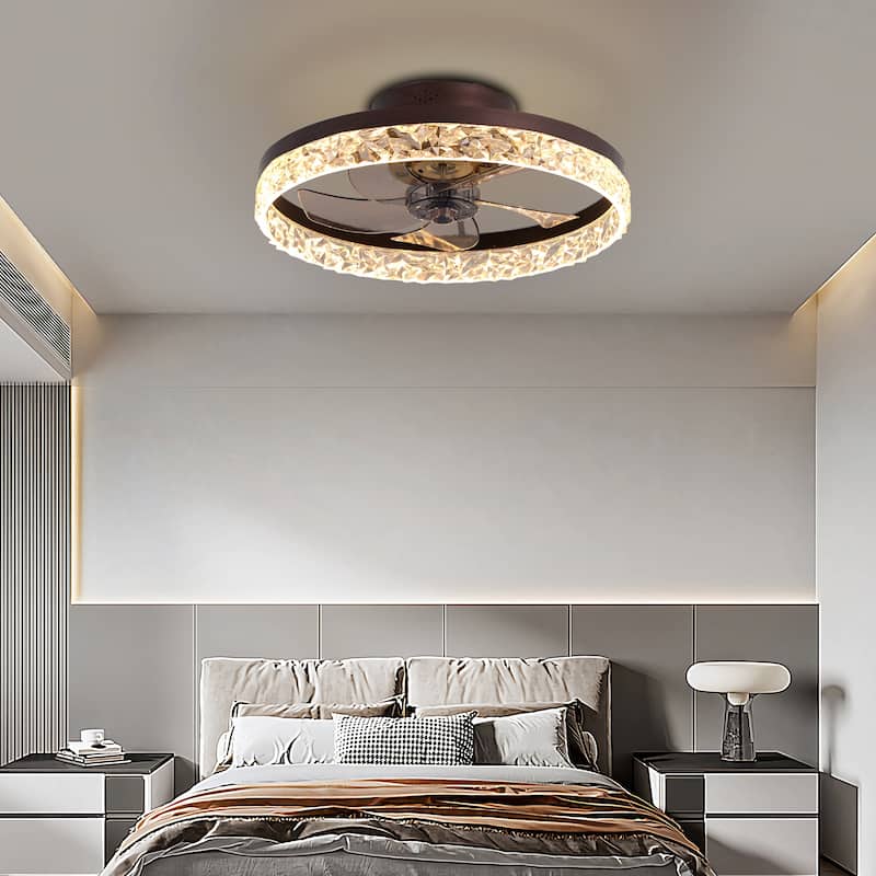 Modern Ceiling Fan Light with Adjustable Color Temperature and Remote Control, 6 Wind Speeds for Bedroom and Living Room