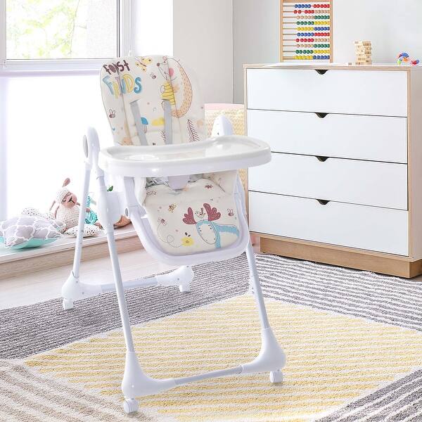 slide 2 of 7, 3-In-1 Convertible Baby Chair Foldable Height Adjustable Feeding Chair