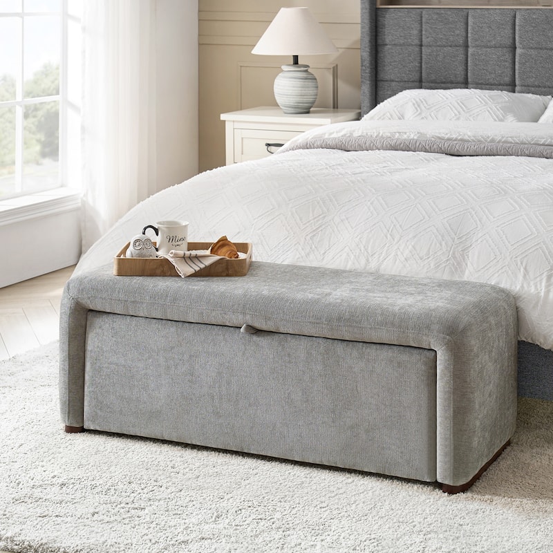 Gustavo Contemporary Storage Bench with Solid Wood Legs by HULALA HOME