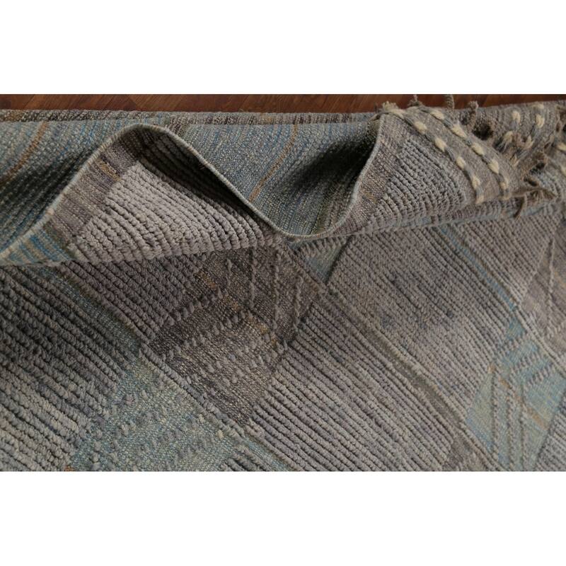 All-Over Checkered Moroccan Area Rug Handmade Wool Carpet - 8'9"x 12'7"