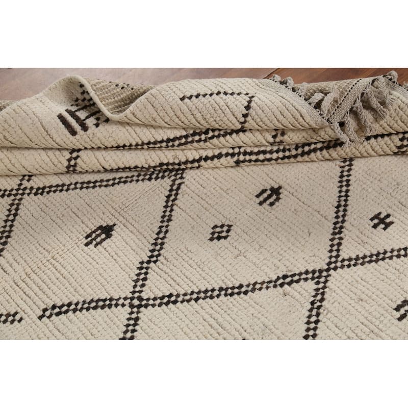 Trellis Moroccan Oriental Area Rug Hand-Knotted Wool Carpet - 5'0"x 8'8"