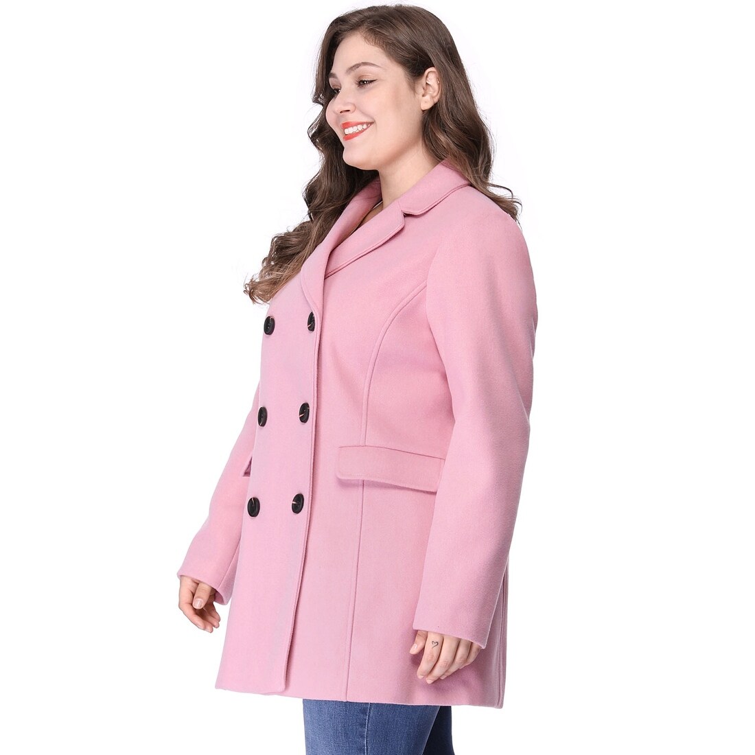 pink peacoat plus size