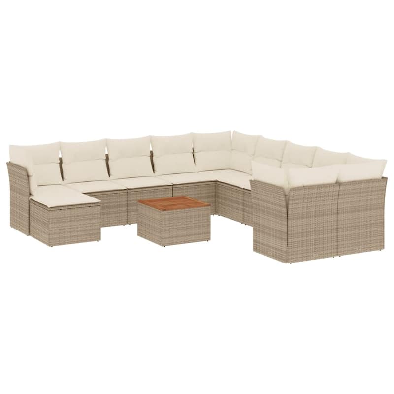 vidaXL Patio Sofa Set with Cushions Outdoor Furniture 12 Piece Poly Rattan - 24.4 x 24.4 x 27.2