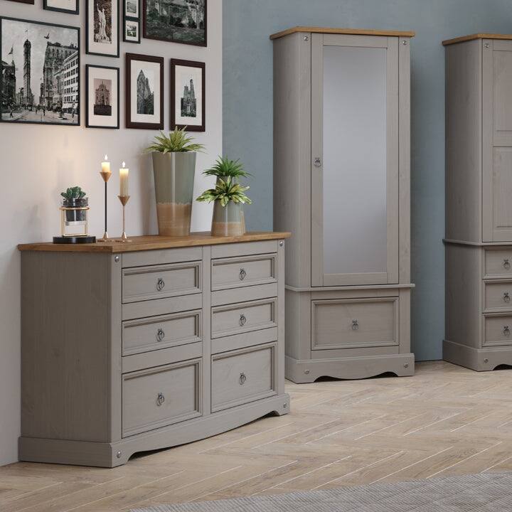 Wood Dresser 3+3 Drawers Chest Corona Collection | Furniture Dash