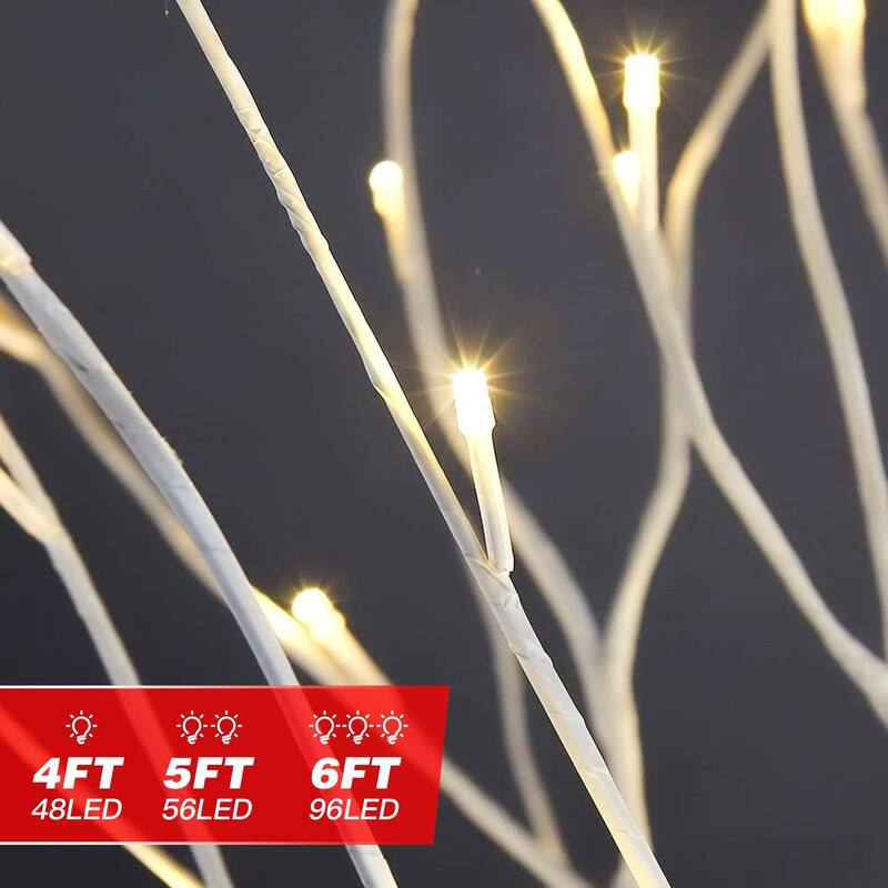 6 Ft Pre-lit Artificial Tree Birch Tree Christmas Holiday Party Decorations Starlit Tree for Indoor Outdoor Use, 3 Pieces Sets