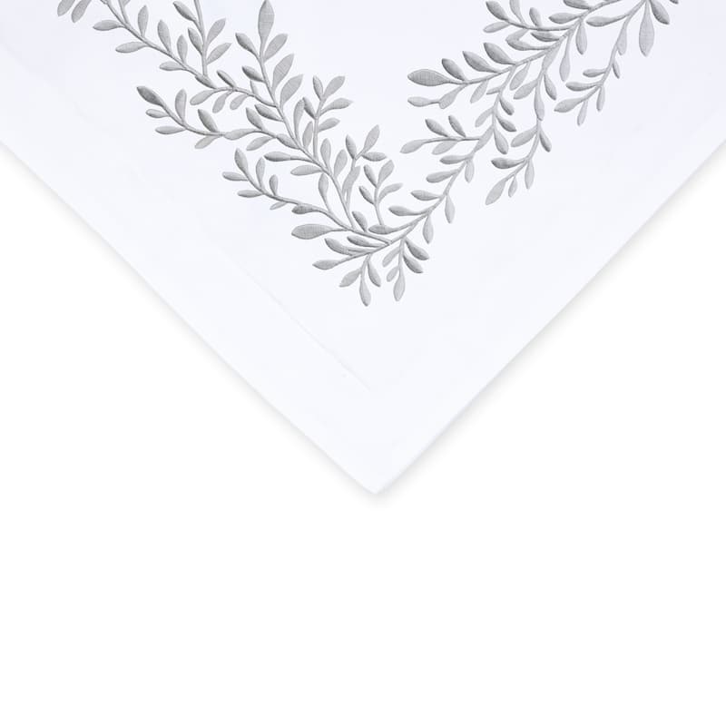 Home Sweet Home Collection 600TC Cotton Floral Embroidery Euro Cover Set - 3 Color - Grey