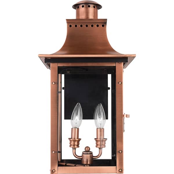 Chalmers 2-Light Outdoor Wall Lantern in Aged Copper