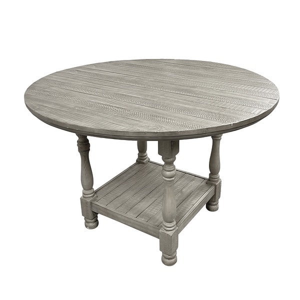 slide 2 of 5, Round Wooden Counter Height Table with 1 Shelf in Light Grey - Light Grey Light Grey