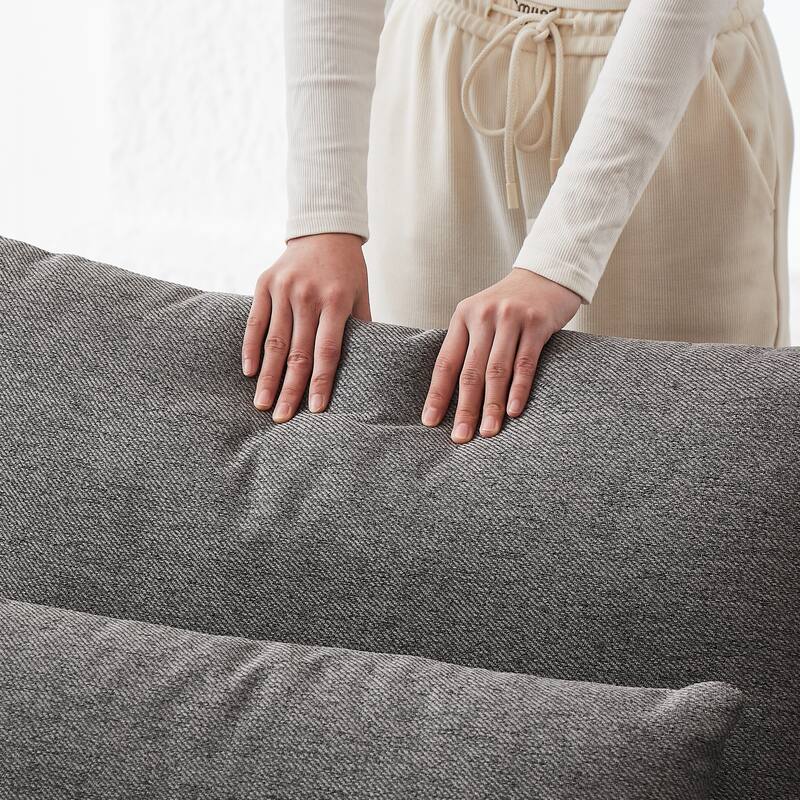 100.2" Linen L-Shaped Sectional Sofa with Ottoman, 5 Cushions & 4 Lumbar Pillows - Convertible Design
