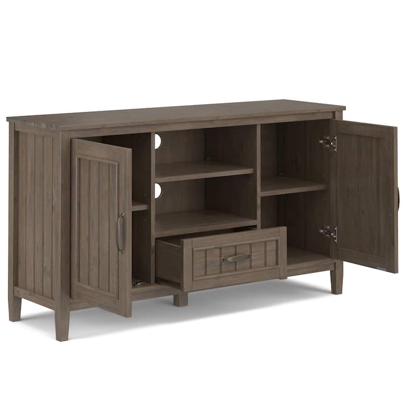 WYNDENHALL Rowan SOLID WOOD 53 inch Wide Contemporary TV Media Stand in Smoky Brown For TVs up to 60 inches