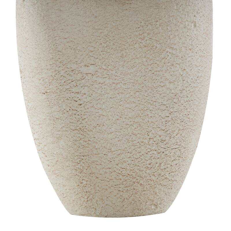 Cream Paper Mache Curved Cutout Abstract Decorative Vase with Brown Distressed Texturing