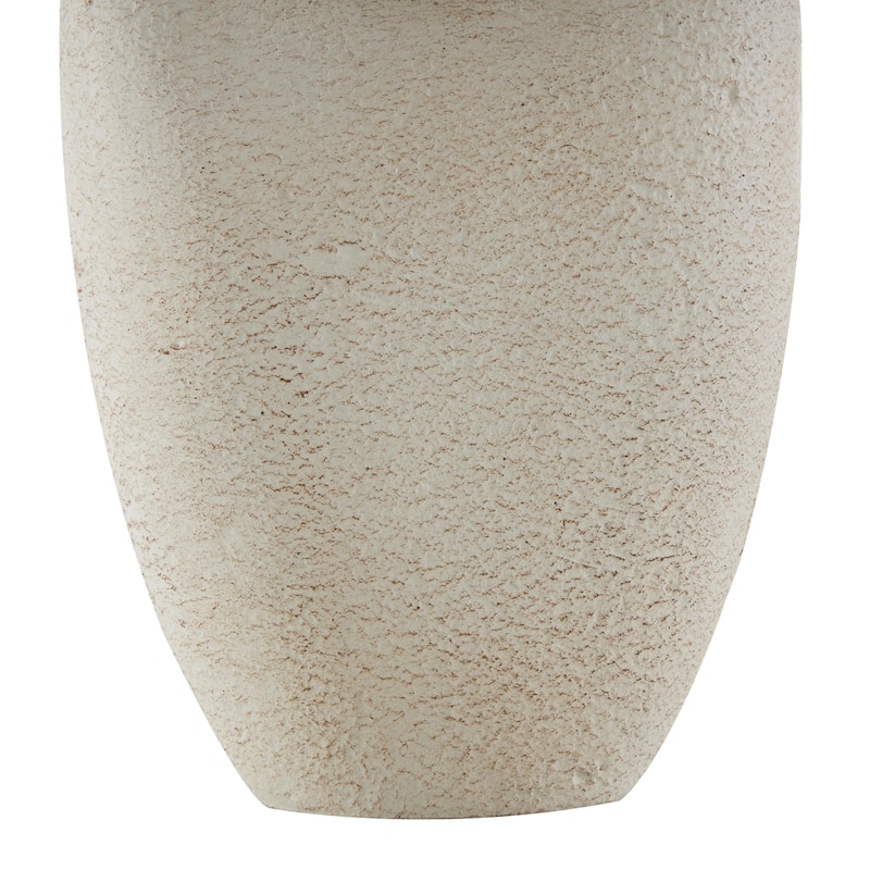 Paper Mache Abstract Curved Cutout Decorative Vase with Brown Distressed Texturing - Cream - Roche River Decor