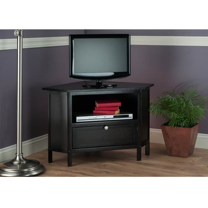 Zena Corner TV and Media Stand, Espresso - 34.65 x 23.94 x 22.28 inches