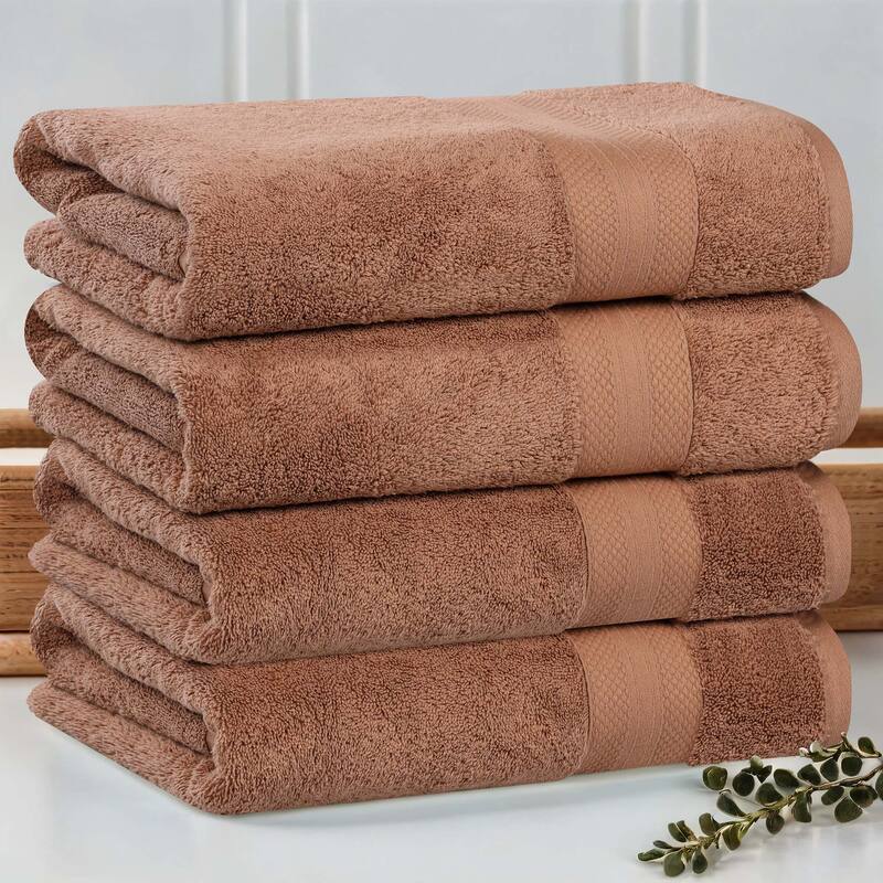 Superior Aria Turkish Cotton Heavyweight Bath Towel Set of 4 - Taupe