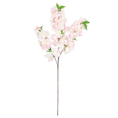 Set of 3 Light Pink Artificial Triple Bloom Cherry Blossom Flower Stem Spray 41in - 41" L x 12" W x 5" DP
