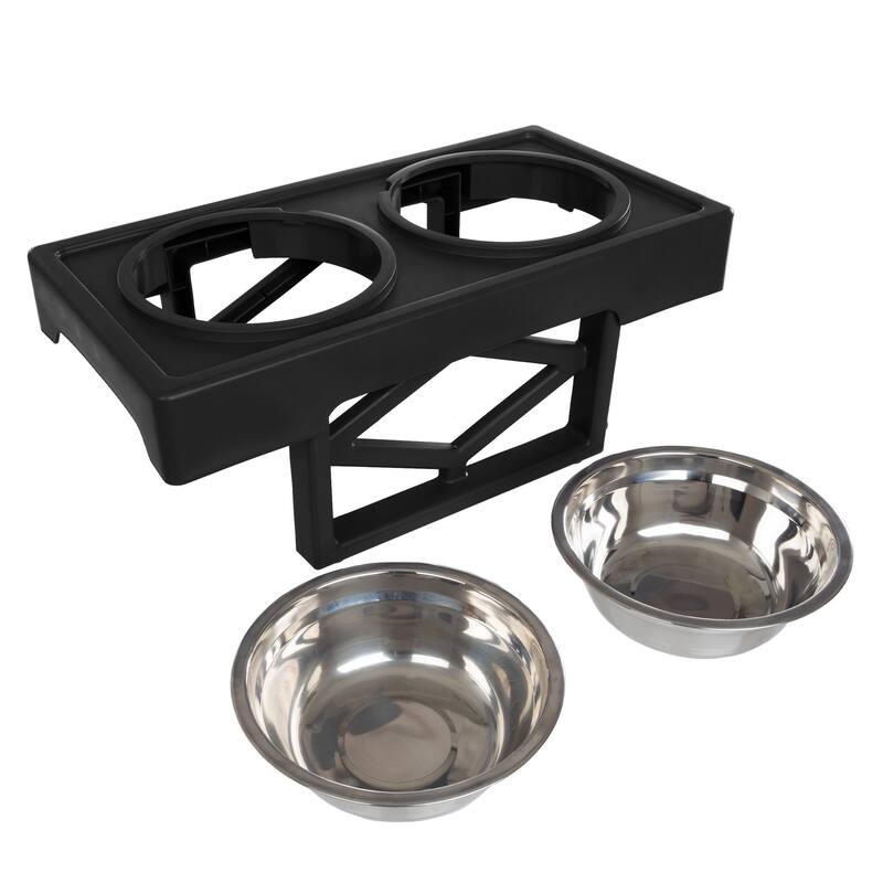 PETMAKER Elevated Dog Bowl Stand - Adjustable Stand and Dog Bowls