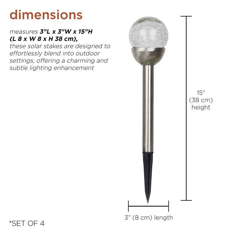 Alpine Corporation Solar Glass Ball Stake Color Change Warm White LED