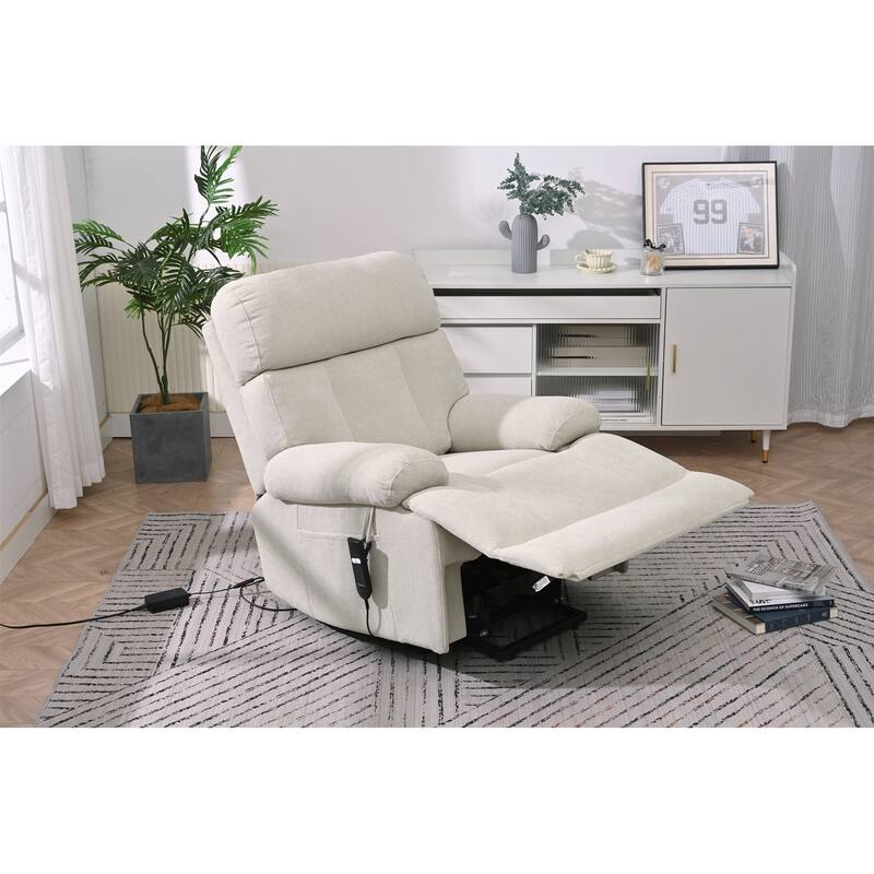 Oversized Power Lift Recliner Chair, Electric Recliner with Remote Control & Side Pocket, Home Theater Lazy Boy Sofa Chair