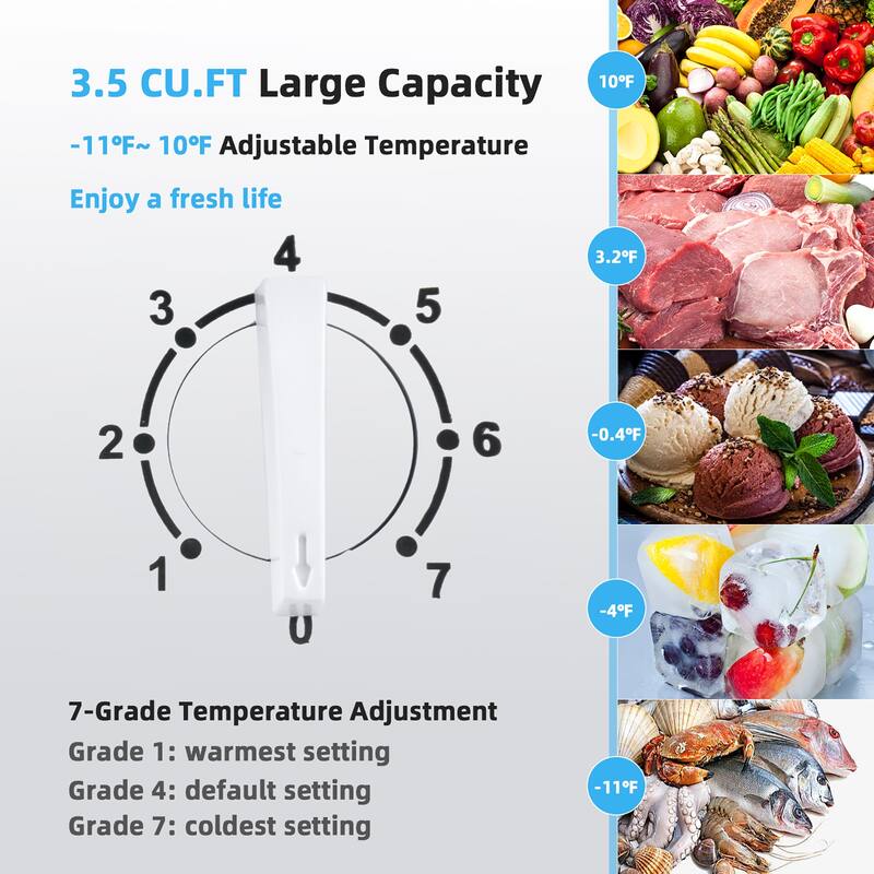Costway 3.5 Cubic Feet Chest Freezer w/Removable Storage Basket Deep - See Details