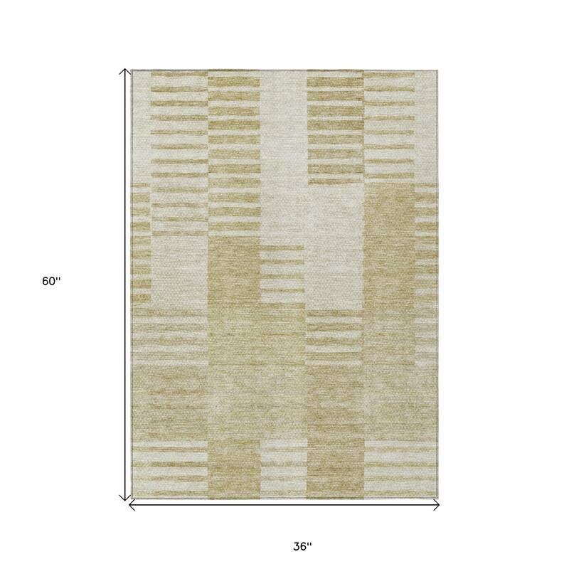 HomeRoots Striped Transitional Rectangle Outdoor Rug