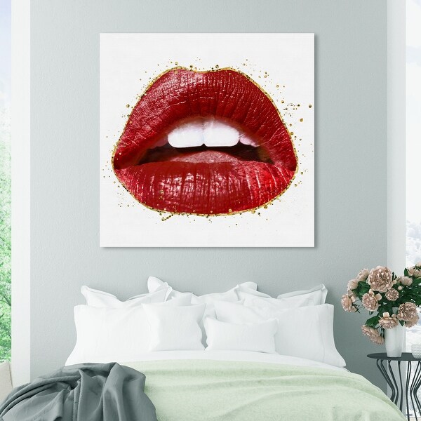 Oliver Gal 'Glistening Red Lips' Fashion and Glam Wall Art Canvas