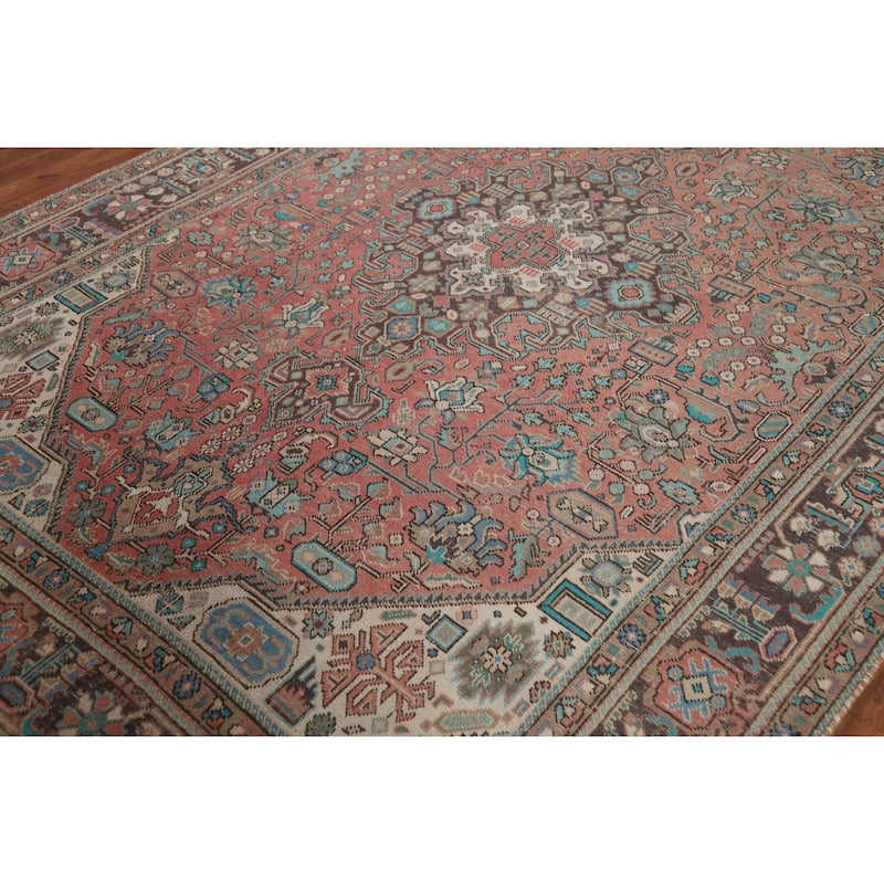 Pink Tabriz Persian Area Rug Hand-Knotted Wool Carpet - 6'8" x 9'9"