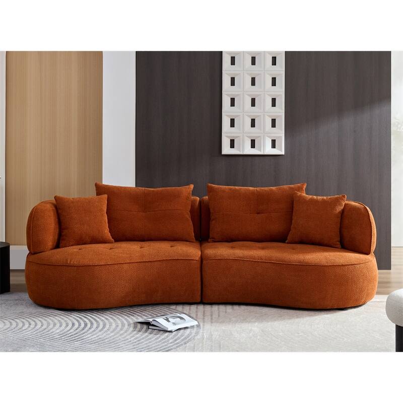 Fabric Sectional Sofa w/ Removable Pillows, High Density Sponge Filler
