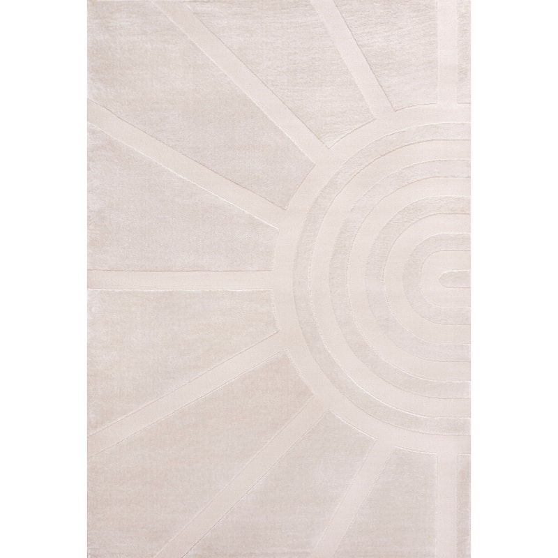JONATHAN Y Alcina MidCentury Scandinavian Abstract Sun Two-Tone High-Low Area Rug - 4 X 6 - White/Cream