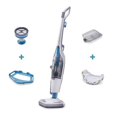 Black and Decker HEPA Corded Steam Mop and Vacuum Cleaner Combination Duo, White - 10.05