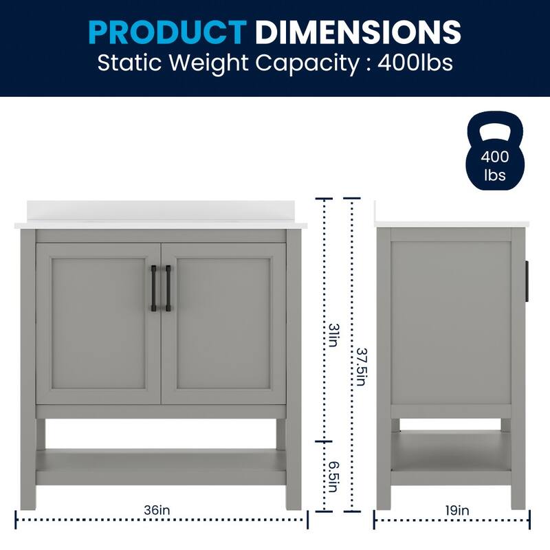 Bathroom Vanity with Undermount Sink and Open Storage Shelf