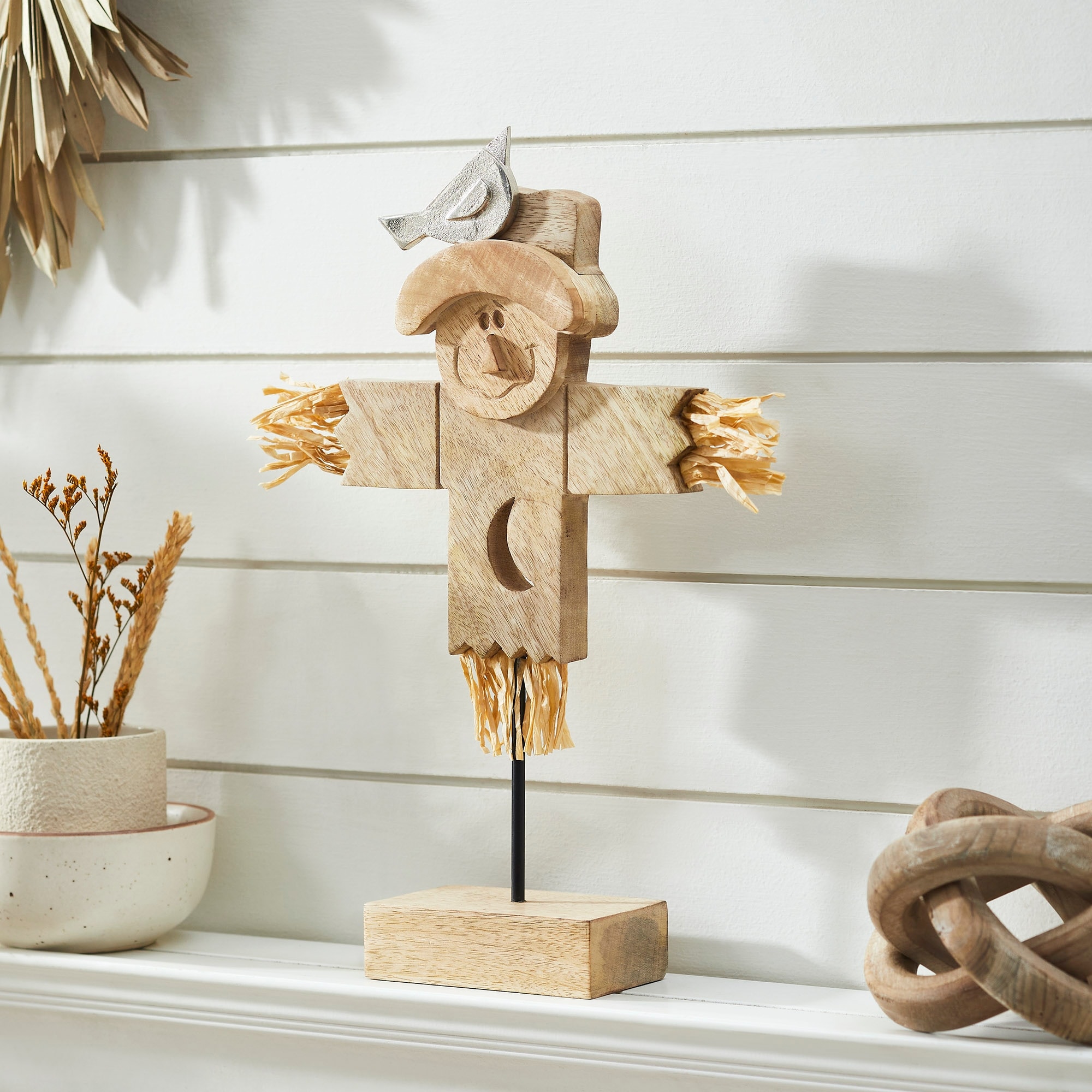 Natural Wooden Scarecrow 16.25x10x3 - N/A