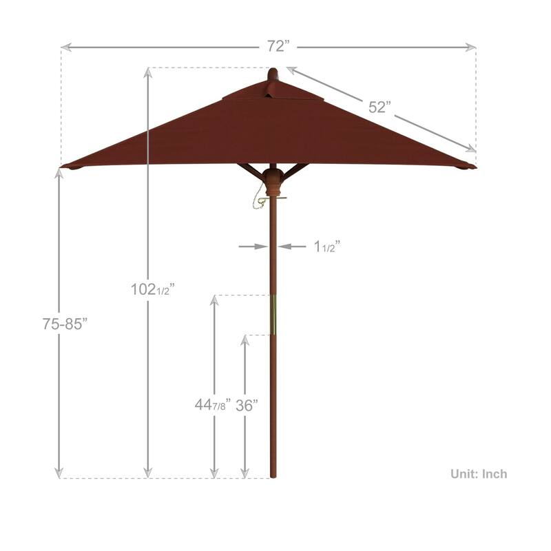 Port Lavaca 6ft Square, Sunbrella Fabric Wooden Patio Umbrella by Havenside Home, Base Not Included