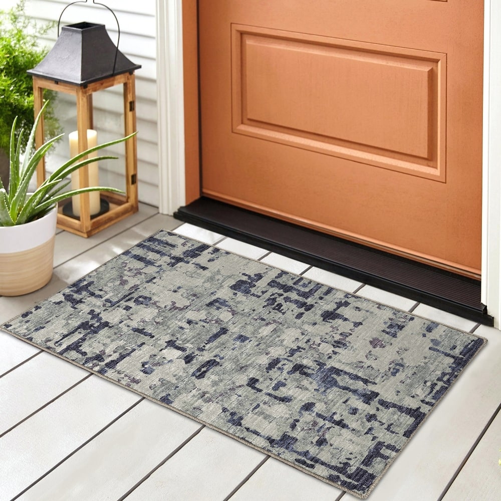 Indoor/ Outdoor Bravado Abstract Crosshatch Caramel Washable Area Rug