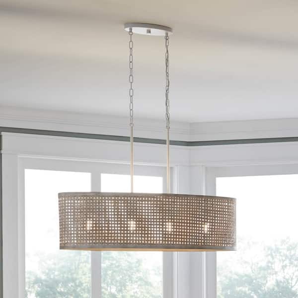 slide 2 of 7, Kichler Lighting Sayulita 4-Light White Wicker Chandelier