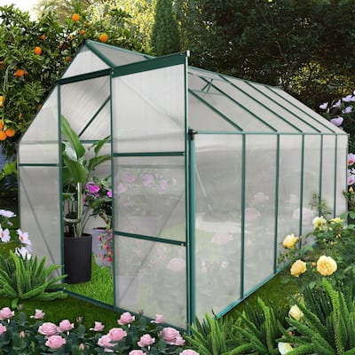 6x12 FT Polycarbonate Greenhouse Raised Base and Anchor Aluminum