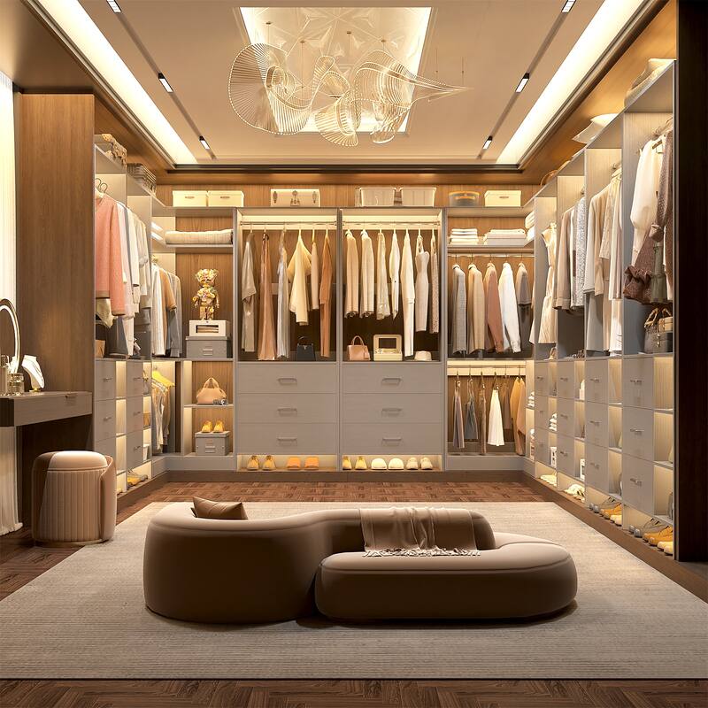 Cimly Set of 4 Closet Organizer with Drawers, U Shaped Freestanding Closet System