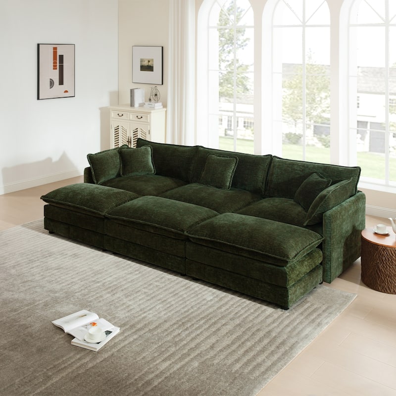 Cloud Chenille Upholstered Modular Sectional Sofa with DIY Combination Design