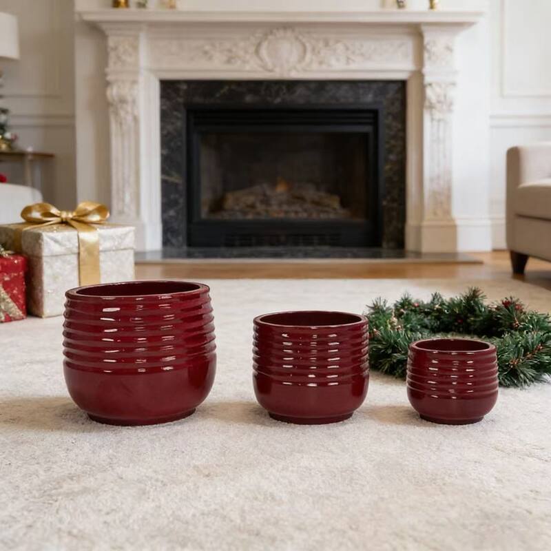 Indoor-Outdoor Handmade Ceramic Planter Set for Succulents and Cacti