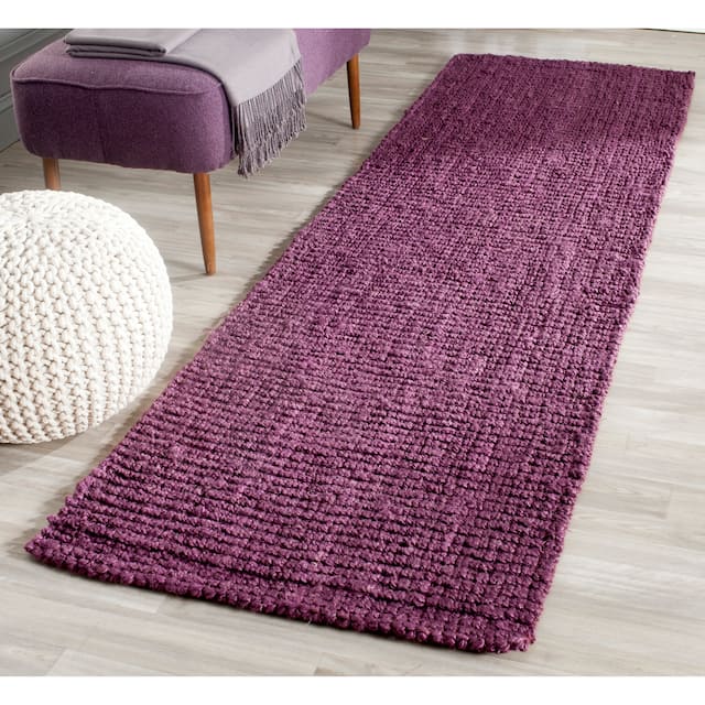 SAFAVIEH Jerneja Handmade Solid Chunky Jute Area Rug - 10' Runner - Purple