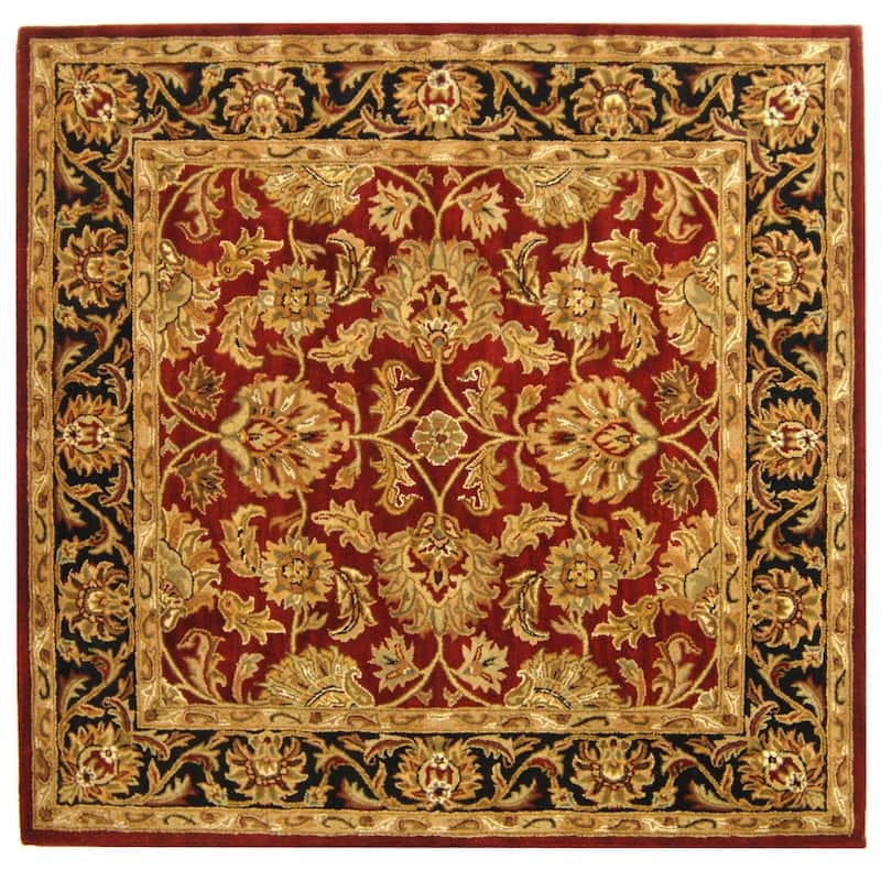 SAFAVIEH Handmade Heritage Sharee Traditional Oriental Wool Rug - 10' x 10' Square - Red/Black