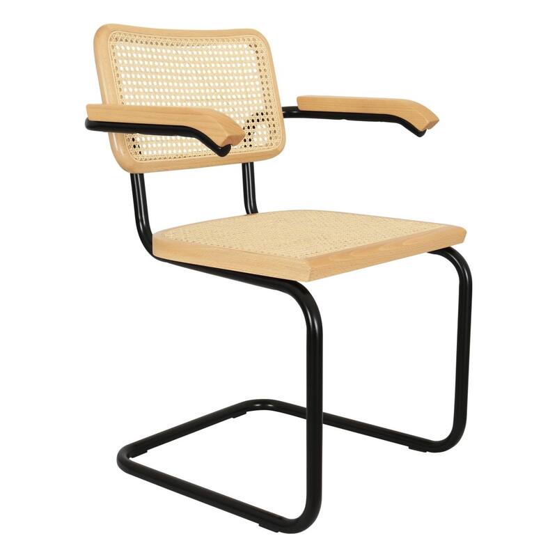 Breuer Chair Company Marcel Breuer Cesca Cane Cantilever Armchair Arm Chair w/ Black Steel Frame (Various Wood & Cane Colors)