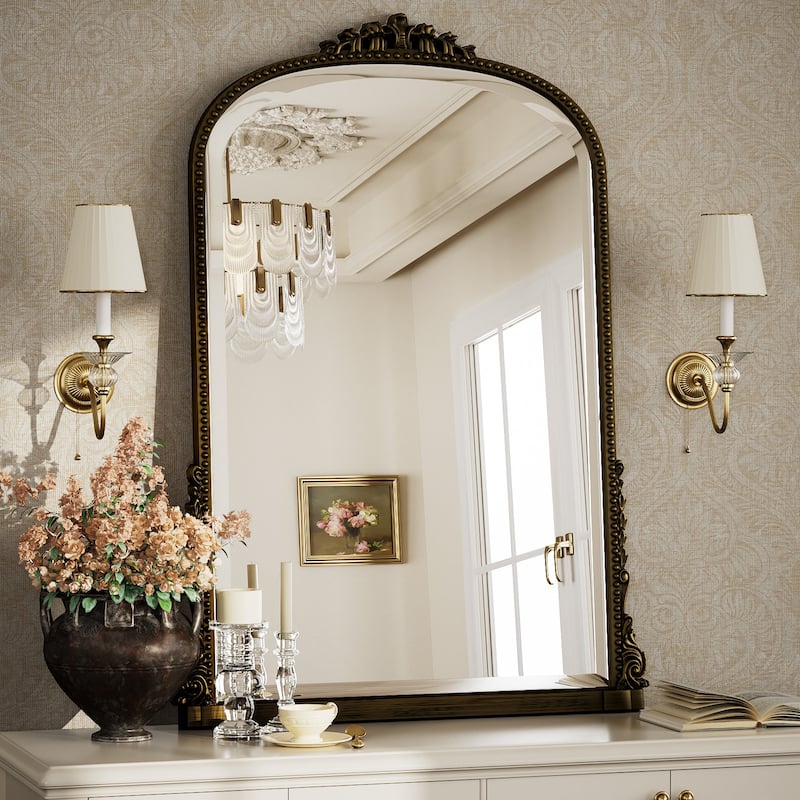Arched Vanity Decor Mirror Wall-Mounted - 28"x40" - Antique Bronze