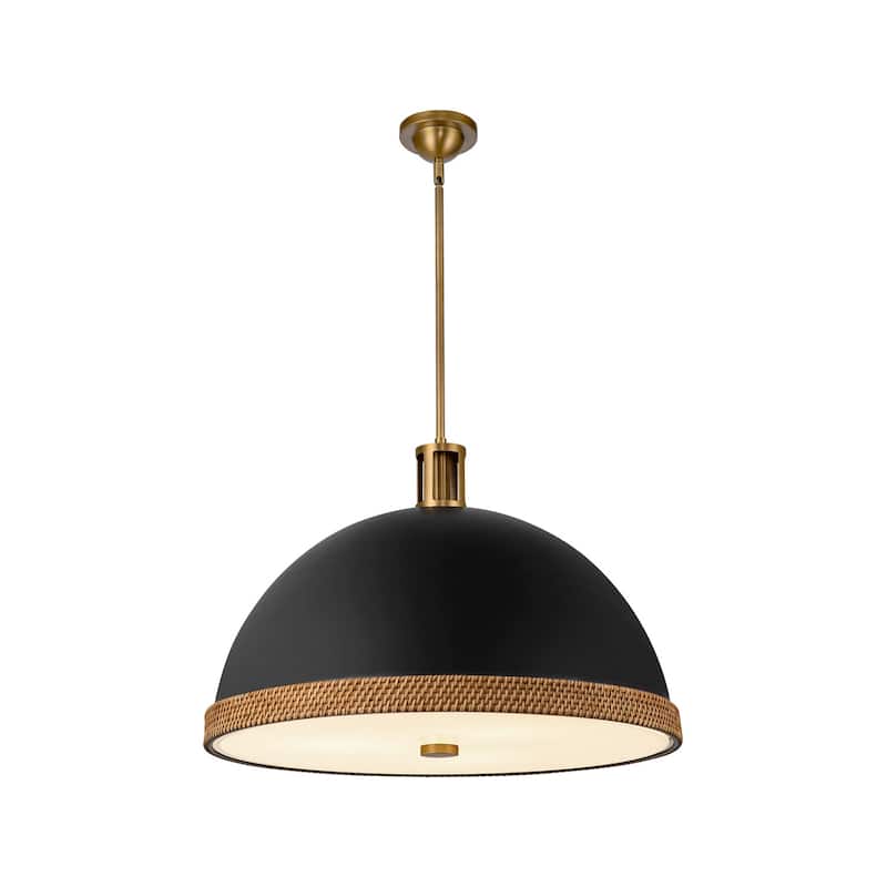 Alora Lighting PD331024 Doral 3 Light 25" Wide Pendant - Matte Black / Vintage Brass